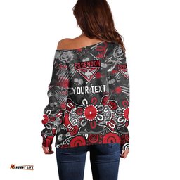 Personalized Essendon Bombers Off Shoulder Sweater Aboriginal Dot Painting Graffiti Style TS04