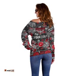 Personalized Essendon Bombers Off Shoulder Sweater Aboriginal Dot Painting Graffiti Style TS04