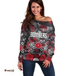 Personalized Essendon Bombers Off Shoulder Sweater Aboriginal Dot Painting Graffiti Style TS04