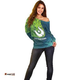 Torres Strait Islands Off Shoulder Sweater Vibrant Polynesian Tribal Pattern Art TS04