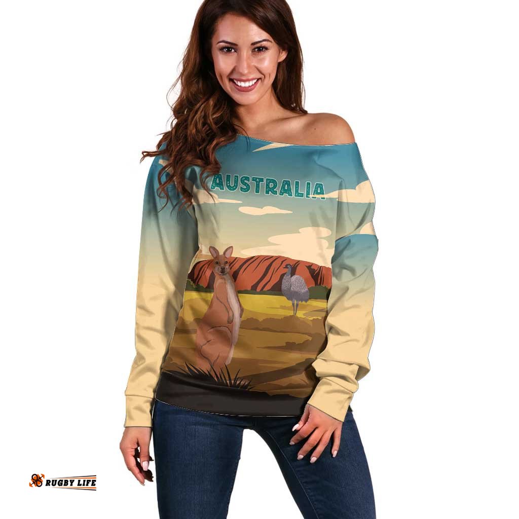 Australia Personalized Off Shoulder Sweater Uluru Scenery LT7