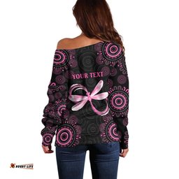 Personalized Pink Dragonfly Aboriginal of Hope Off Shoulder Sweater Australias Breast Cancer Awareness LT9