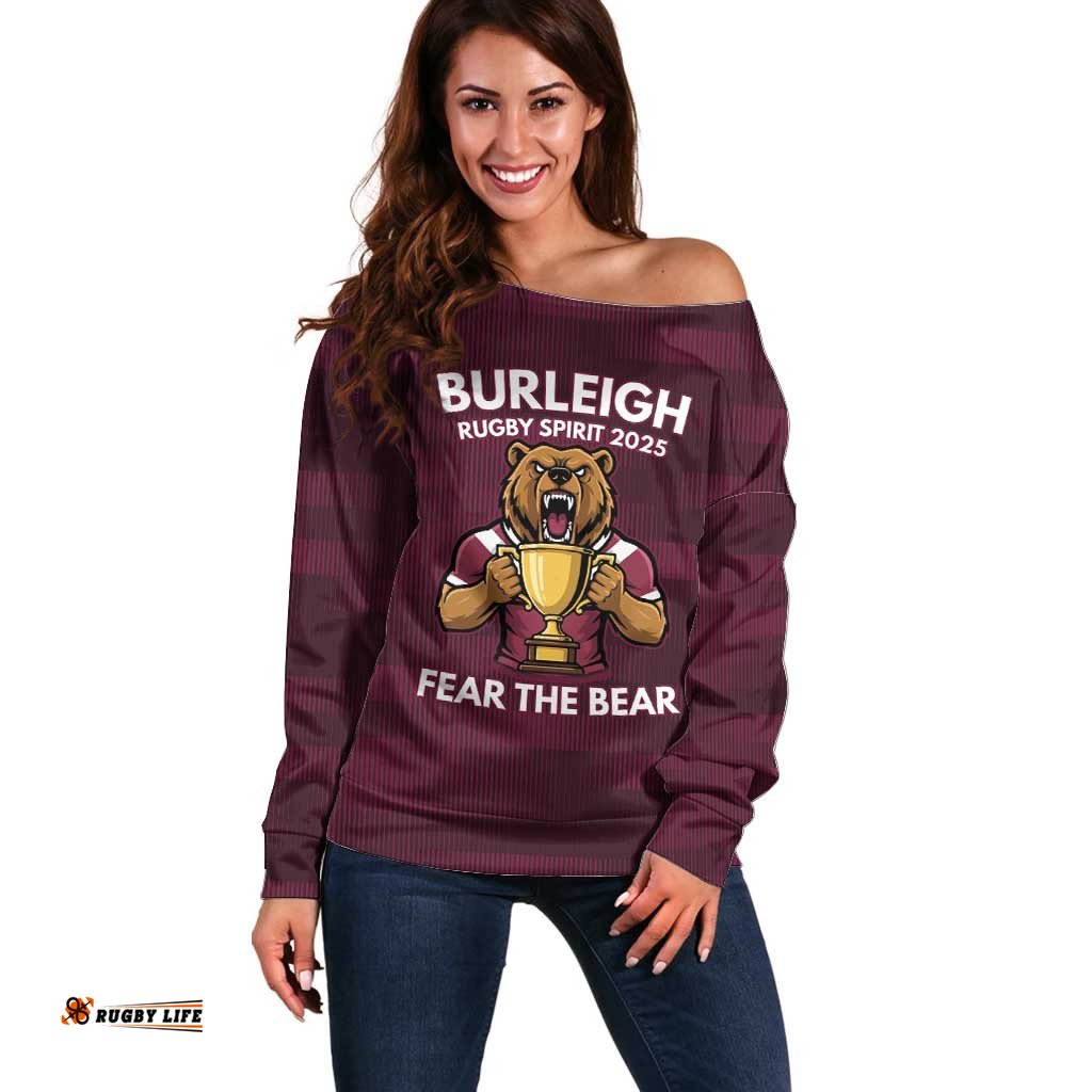 Pride of Burleigh Rugby Spirit Custom Off Shoulder Sweater Queensland Grand Final Edition 2025 LT9