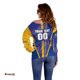 Personalized West Coast Eagles Off Shoulder Sweater Modern Geometric Sports Graphic Style TS04