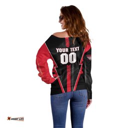 Personalized Essendon Bombers Off Shoulder Sweater Modern Geometric Sports Graphic Style TS04