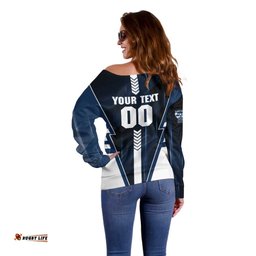 Personalized Geelong Cats Off Shoulder Sweater Modern Geometric Sports Graphic Style TS04