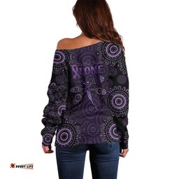 Purple Dragonfly Aboriginal of Hope Off Shoulder Sweater Australian Epilepsy Awareness LT9