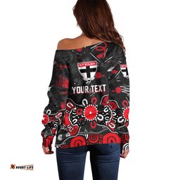 Personalized St Kilda Saints Off Shoulder Sweater Aboriginal Dot Painting Graffiti Style TS04