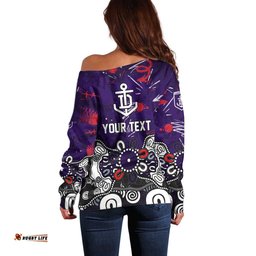 Personalized Fremantle Dockers Off Shoulder Sweater Aboriginal Dot Painting Graffiti Style TS04
