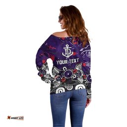 Personalized Fremantle Dockers Off Shoulder Sweater Aboriginal Dot Painting Graffiti Style TS04