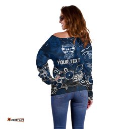 Personalized Geelong Cats Off Shoulder Sweater Aboriginal Dot Painting Graffiti Style TS04
