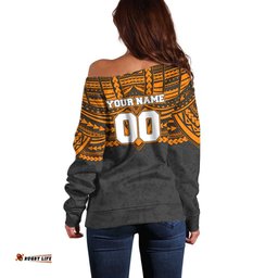 Personalized GWS Giants Off Shoulder Sweater Polynesian Tribal Pattern Heritage Football TS04