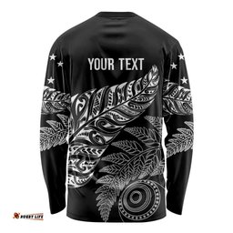 Aotearoa Personalized Lawn Bowls Maori Long Sleeve Shirt New Zealand Black Tribal Silver Fern LT7