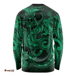 Aotearoa Maori Hei Tiki Long Sleeve Shirt Kakariki Kowhaiwhai Puhoro Motif LT9