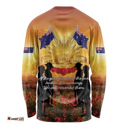 ANZAC Day Long Sleeve Shirt Remembrance Tribute Soldiers And Poppy Field LT05