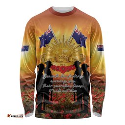 ANZAC Day Long Sleeve Shirt Remembrance Tribute Soldiers And Poppy Field LT05