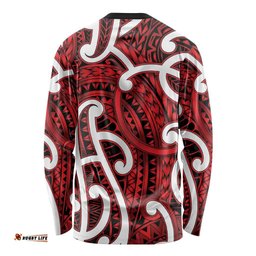 Aotearoa Maori Kowhaiwhai Long Sleeve Shirt Whero Puhoro and Patiki LT9