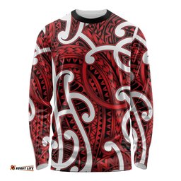 Aotearoa Maori Kowhaiwhai Long Sleeve Shirt Whero Puhoro and Patiki LT9