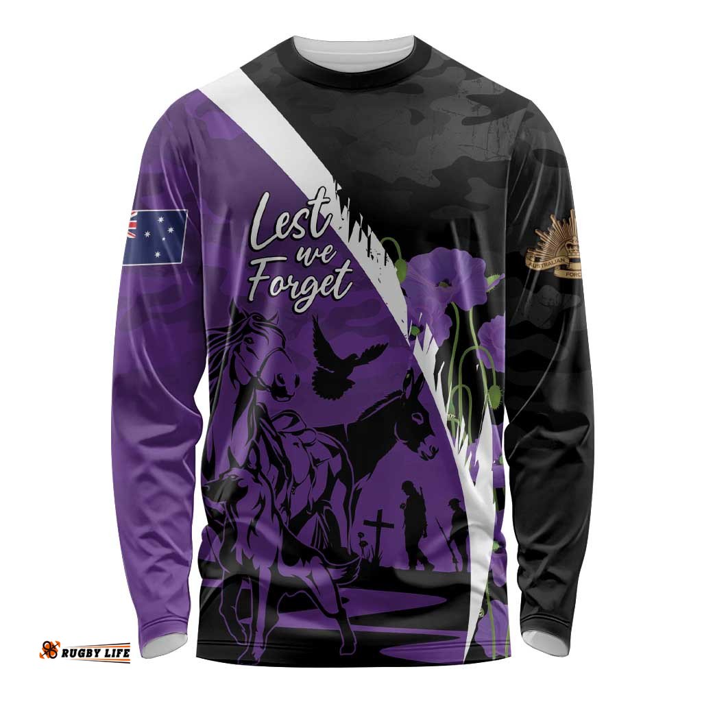 Australia ANZAC Day Long Sleeve Shirt Animals of War - Lest We Forget LT7