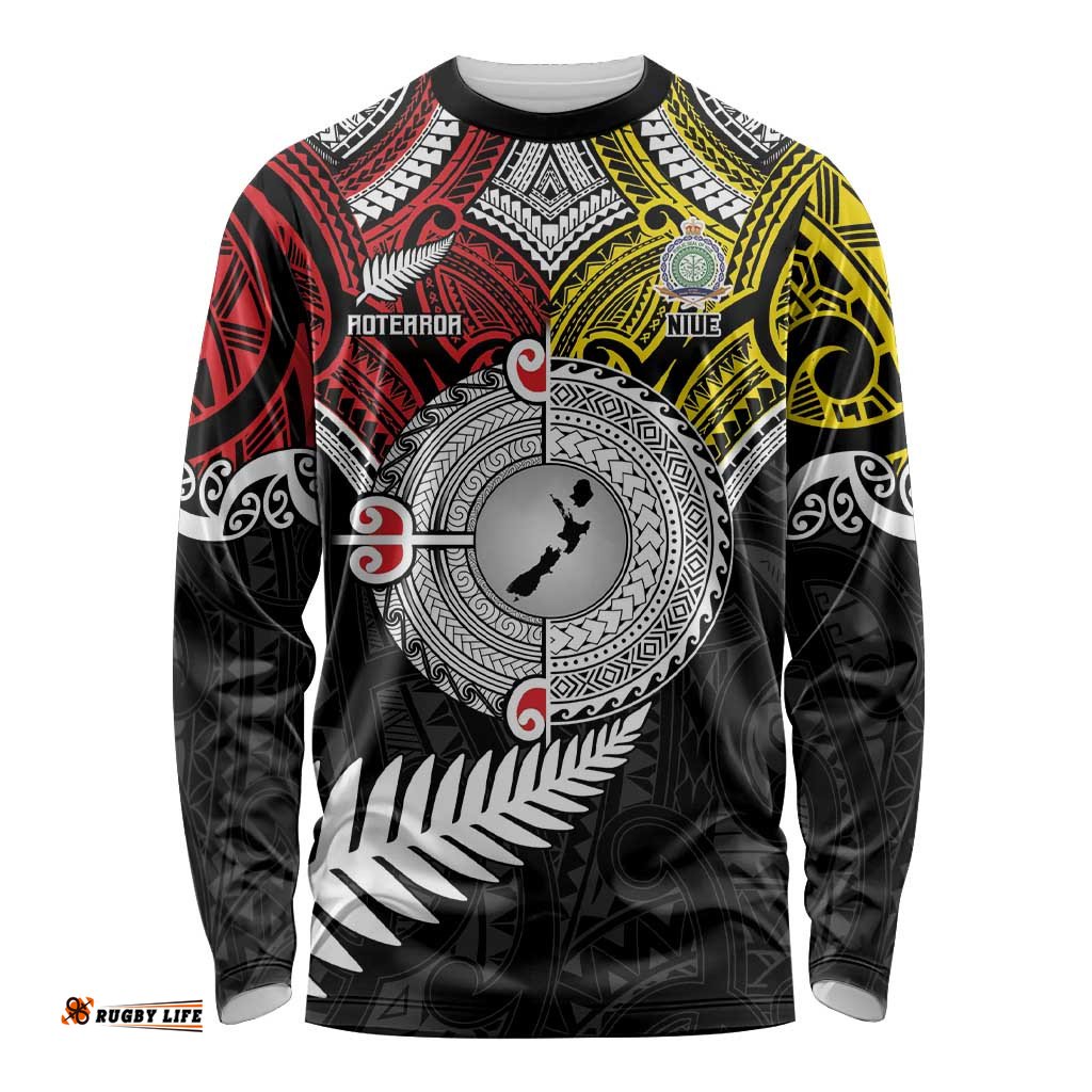 Aotearoa and Niue Mo Te Tiriti Long Sleeve Shirt New Zealand Honour The Treaty Ake!Ake!Ake! LT9