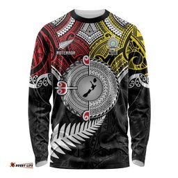 Aotearoa and Niue Mo Te Tiriti Long Sleeve Shirt New Zealand Honour The Treaty Ake!Ake!Ake! LT9
