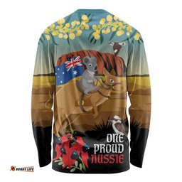 26 January One Proud Aussie Long Sleeve Shirt Kangaroo and Koala Happy Australia Day LT9
