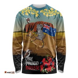 26 January One Proud Aussie Long Sleeve Shirt Kangaroo and Koala Happy Australia Day LT9