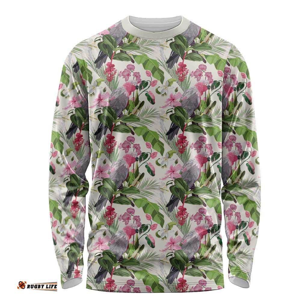 Aussie Pink Cockatoo Flowers Seamless Pattern Long Sleeve Shirt LT9