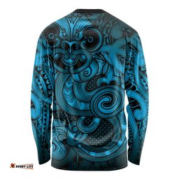 Aotearoa Maori Hei Tiki Long Sleeve Shirt Kikorangi Kowhaiwhai Puhoro Motif LT9