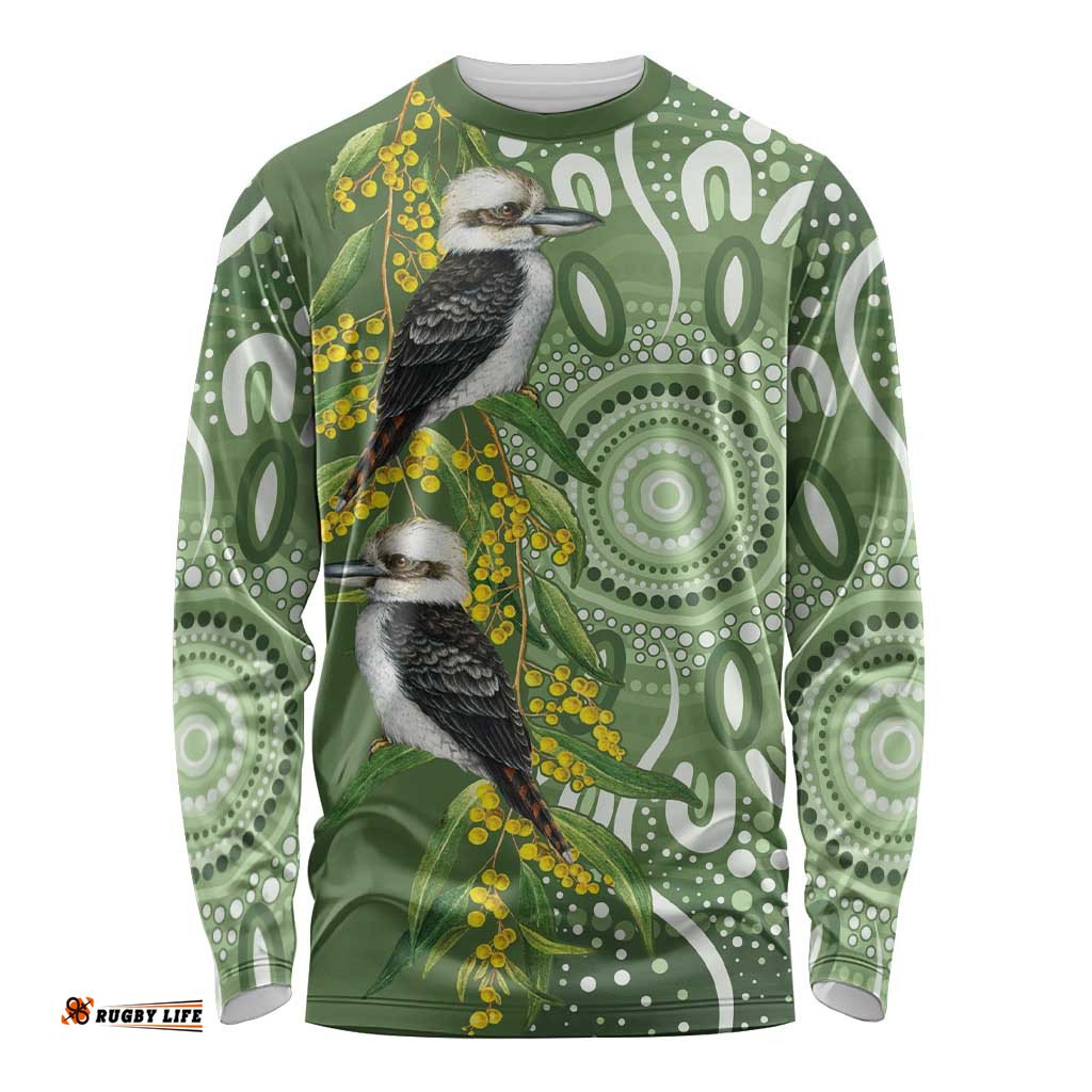Aussie Kokaburra Golden Wattle Long Sleeve Shirt Aboriginal with National Color LT9