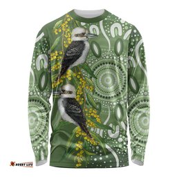 Aussie Kokaburra Golden Wattle Long Sleeve Shirt Aboriginal with National Color LT9