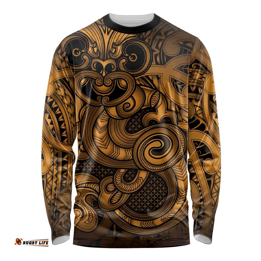 Aotearoa Maori Hei Tiki Long Sleeve Shirt Koura Kowhaiwhai Puhoro Motif LT9