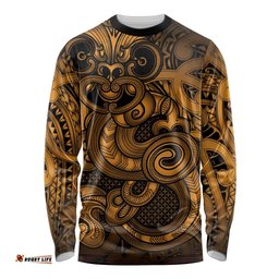 Aotearoa Maori Hei Tiki Long Sleeve Shirt Koura Kowhaiwhai Puhoro Motif LT9