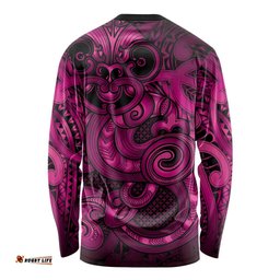 Aotearoa Maori Hei Tiki Long Sleeve Shirt Mawhero Kowhaiwhai Puhoro Motif LT9