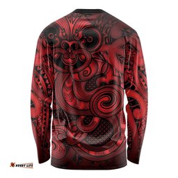 Aotearoa Maori Hei Tiki Long Sleeve Shirt Whero Kowhaiwhai Puhoro Motif LT9
