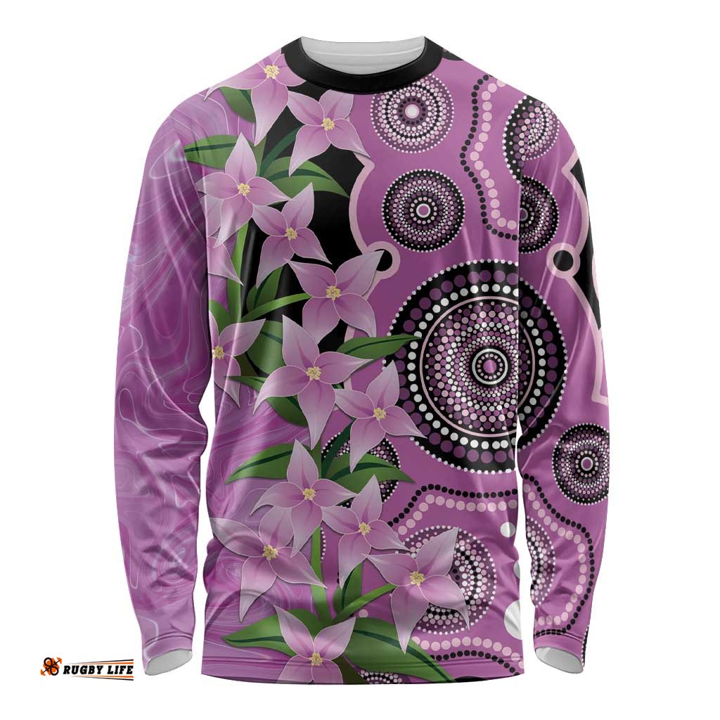 Australia Boronia Long Sleeve Shirt Aussie Native Flowers Indigenous Art LT14