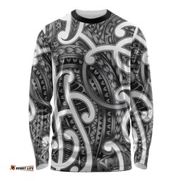 Aotearoa Maori Kowhaiwhai Long Sleeve Shirt Kiwikiwi Puhoro and Patiki LT9
