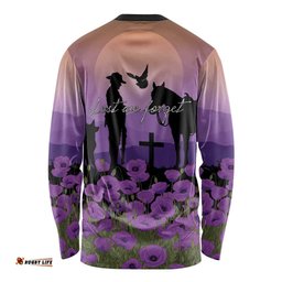 Australia ANZAC Animal Heroes Long Sleeve Shirt Purple Poppies LT7