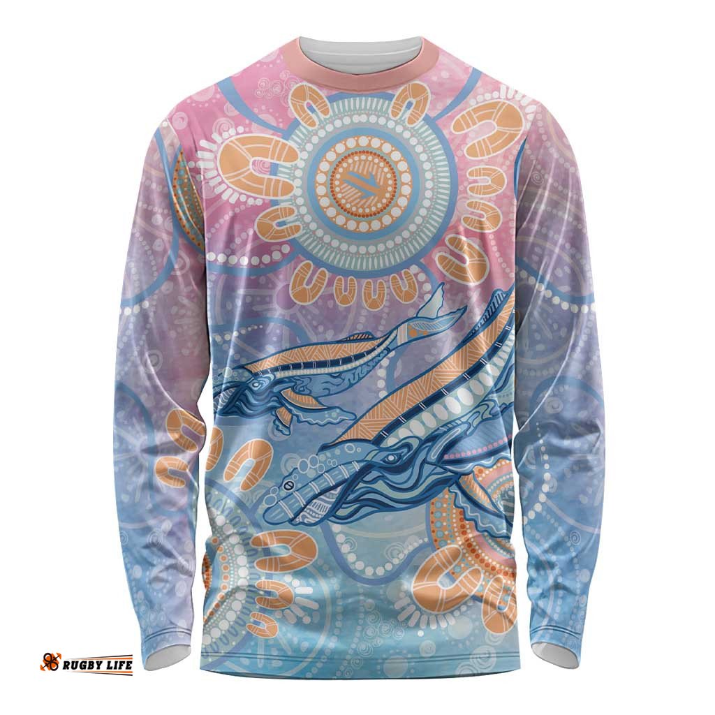 Aussie NAIDOC Week Pastel Long Sleeve Shirt Dreaming Whales LT7