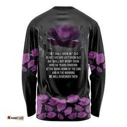 ANZAC Day Remembrance Long Sleeve Shirt Purple Poppy We Will Remember Them LT9