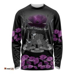 ANZAC Day Remembrance Long Sleeve Shirt Purple Poppy We Will Remember Them LT9