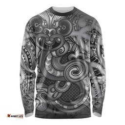 Aotearoa Maori Hei Tiki Long Sleeve Shirt Kiwikiwi Kowhaiwhai Puhoro Motif LT9