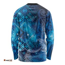 Aotearoa Taniko Matariki Long Sleeve Shirt Cosmic Blue LT7