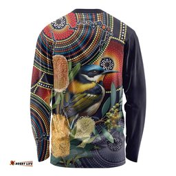 Aussie Honeyeaters Banksia Flowers Long Sleeve Shirt Aboriginal Dots Painting LT9