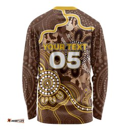 Custom Hawks Football Long Sleeve Shirt Aboriginal Dot Art Pattern DT05