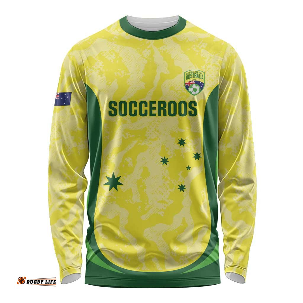 Australia Football Custom Long Sleeve Shirt Go Socceroos Grunge Sporty Style LT14