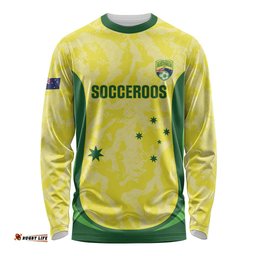 Australia Football Custom Long Sleeve Shirt Go Socceroos Grunge Sporty Style LT14