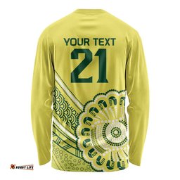 Custom Cricket Aussie Pride Long Sleeve Shirt Aboriginal Dot Art Cricket LT9