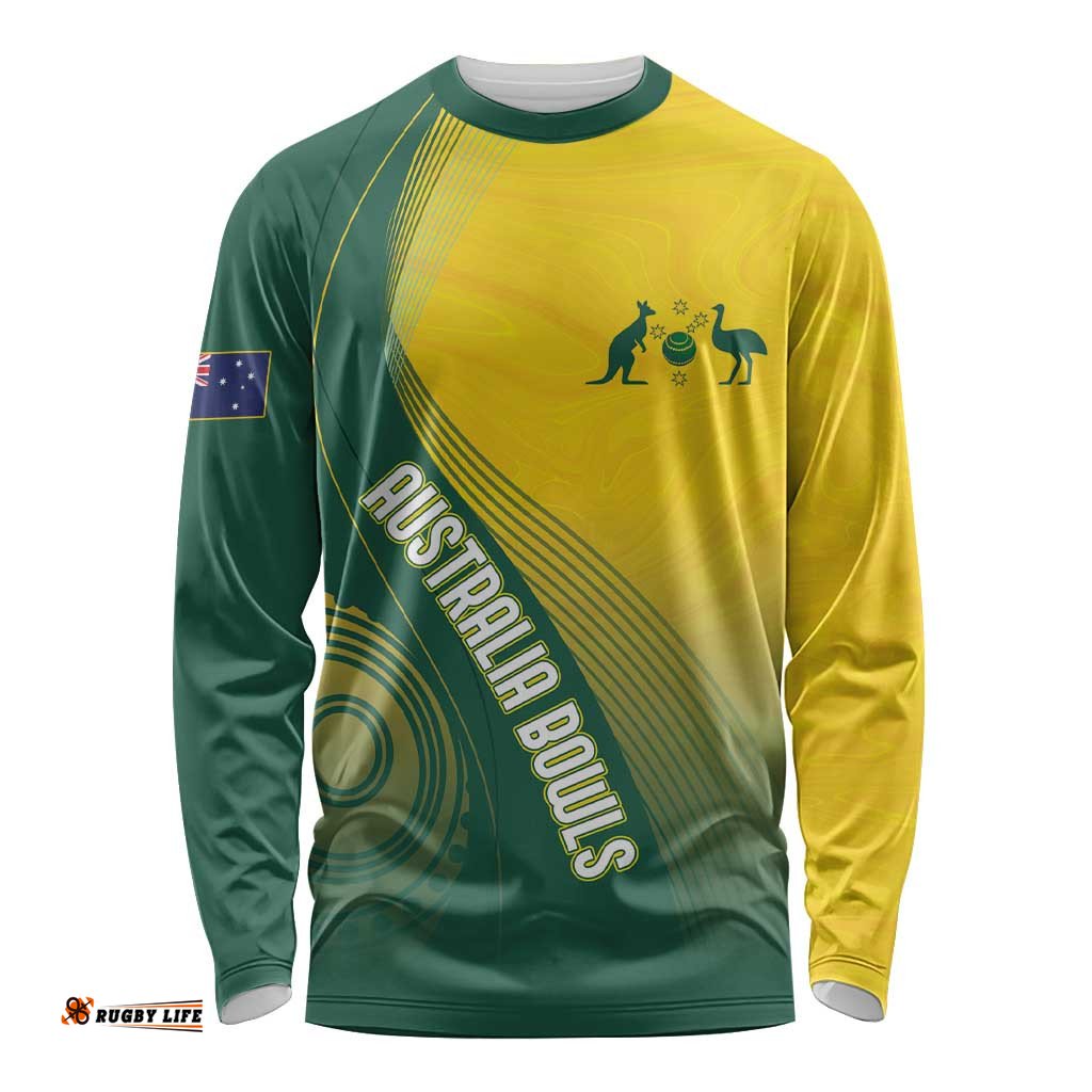 Australia Bowls Personalised Long Sleeve Shirt Basic Marble Glaze - National Color LT7