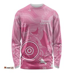 Australia Breast Cancer Awareness Long Sleeve Shirt Pink Ribbon Manta Ray Aboriginal Art LT14